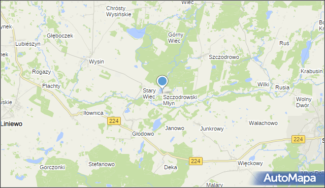 mapa Szczodrowski Młyn, Szczodrowski Młyn na mapie Targeo